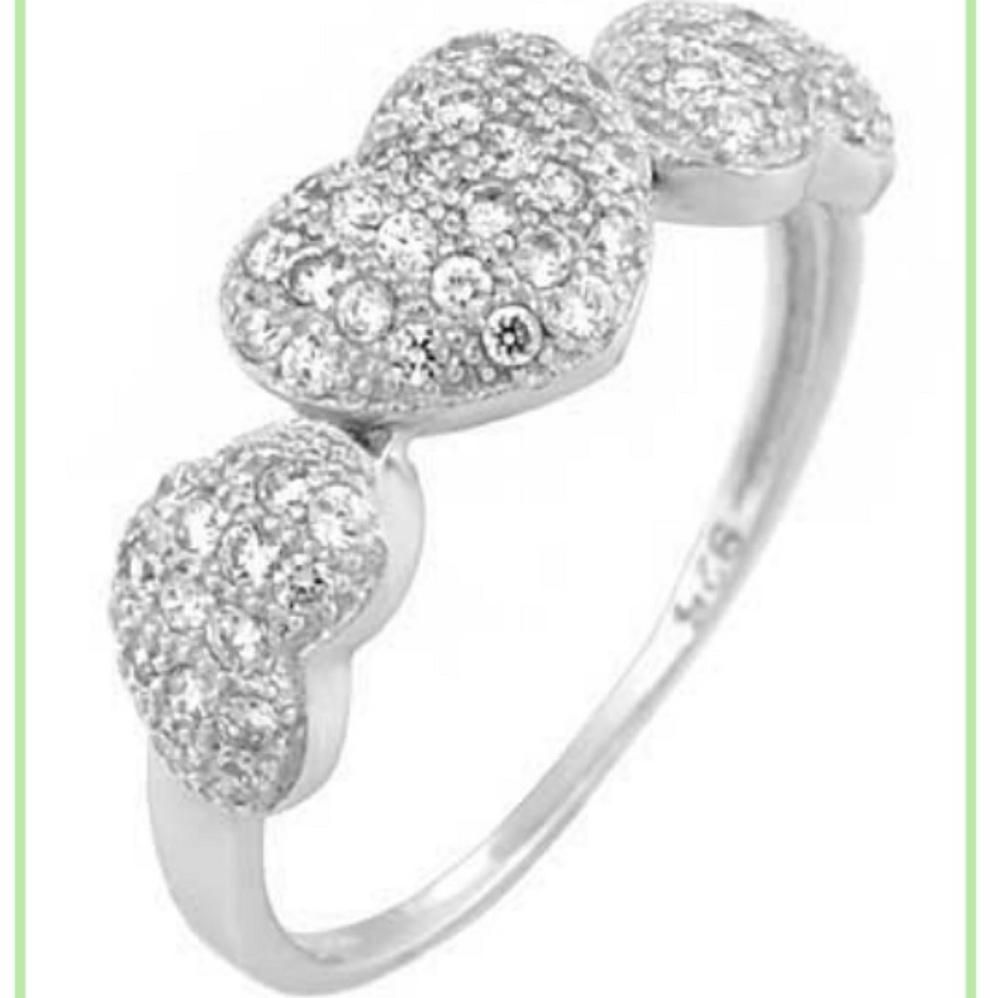 Triple heart sterling ring